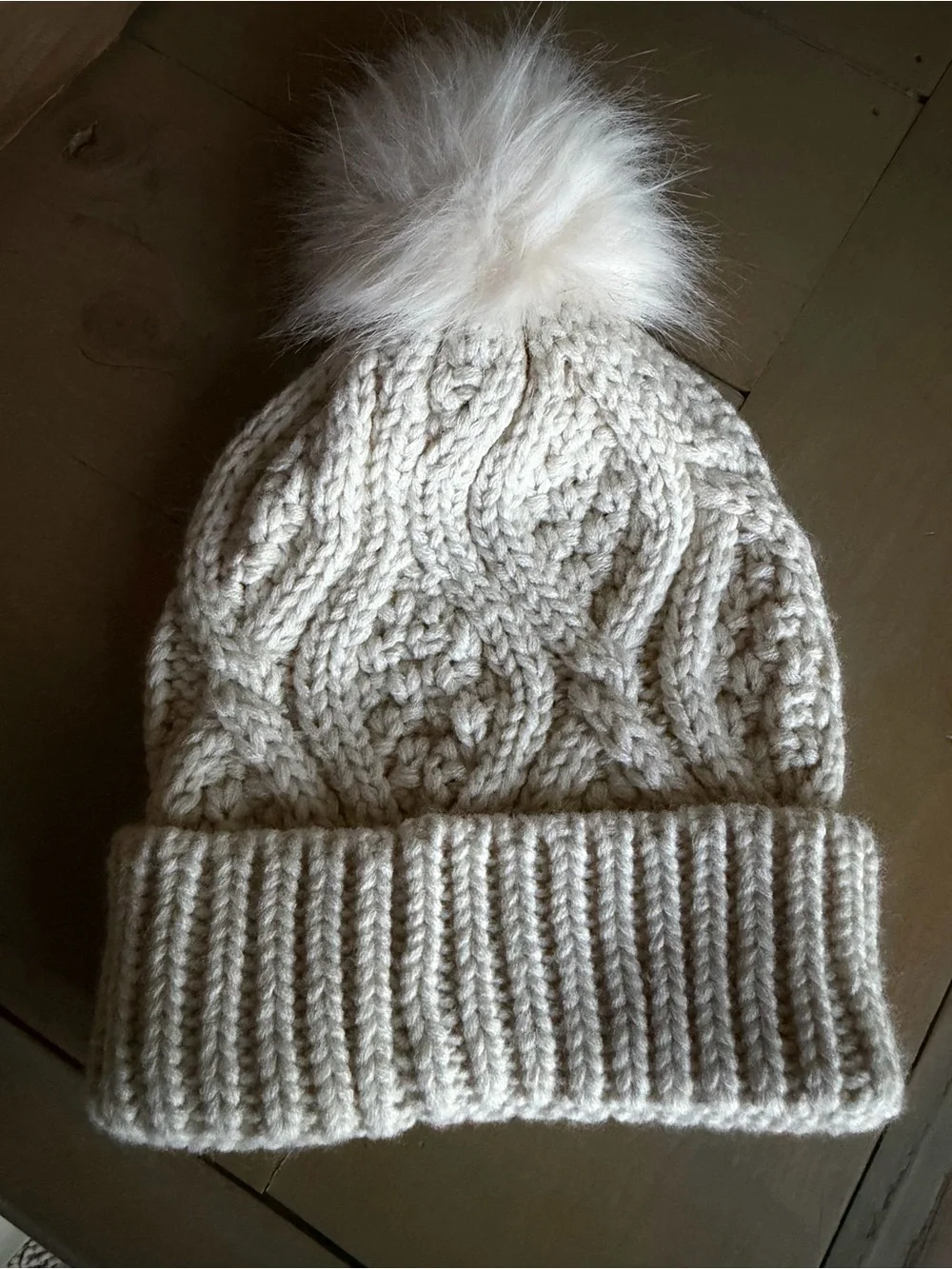 Maurices Cream Cable-Knit Pom Hat